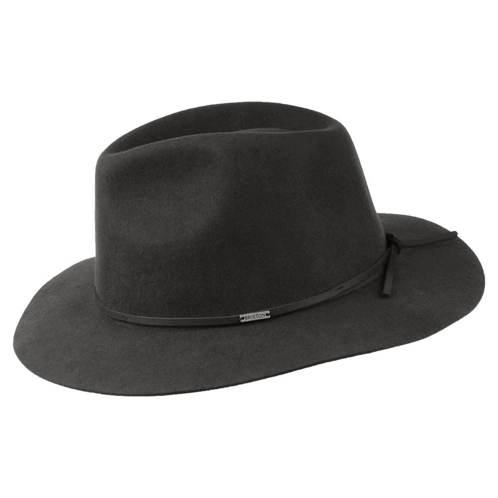 Chapeau Fedora en Laine Feutrée Pliable Wesley noir délavé BRIXTON
