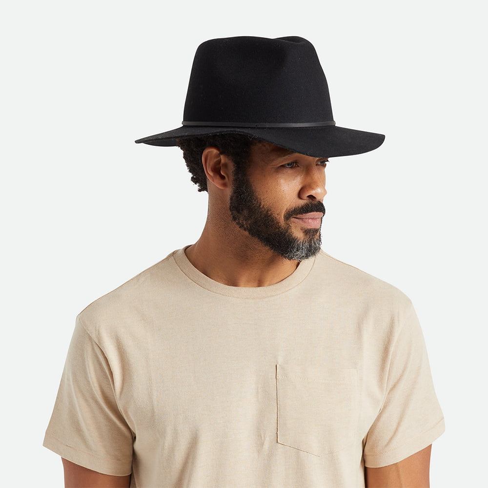 Chapeau Fedora en Laine Feutrée Pliable Wesley noir délavé BRIXTON