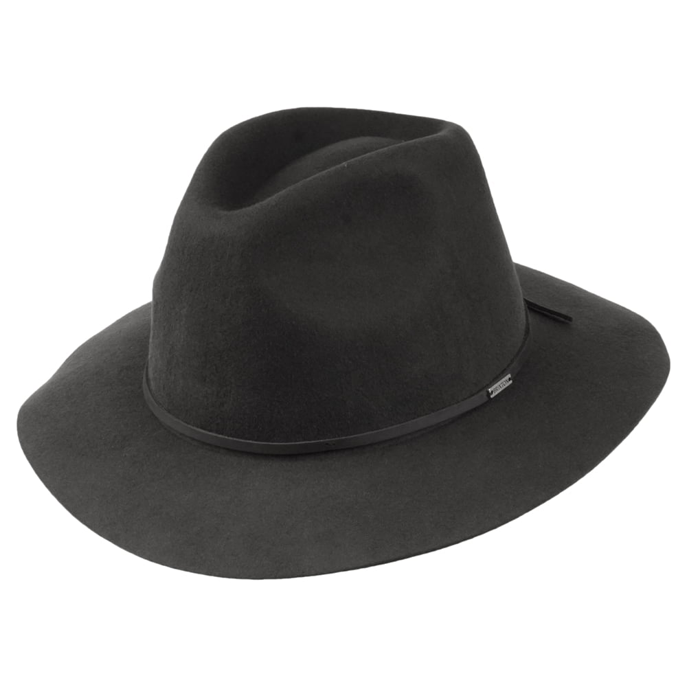 Chapeau Fedora en Laine Feutrée Pliable Wesley noir délavé BRIXTON