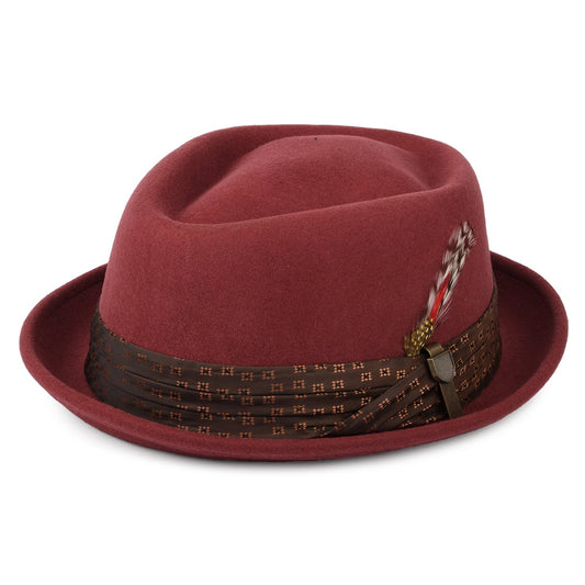 Chapeau Pork Pie en Laine Feutrée Stout rouge brique BRIXTON