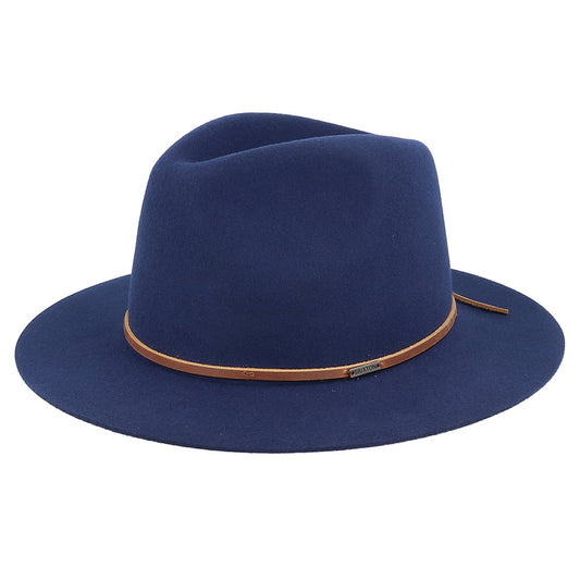 Chapeau Fedora en Laine Feutrée Wesley bleu BRIXTON