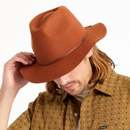 Chapeau Fedora en Laine Feutrée Wesley caramel BRIXTON