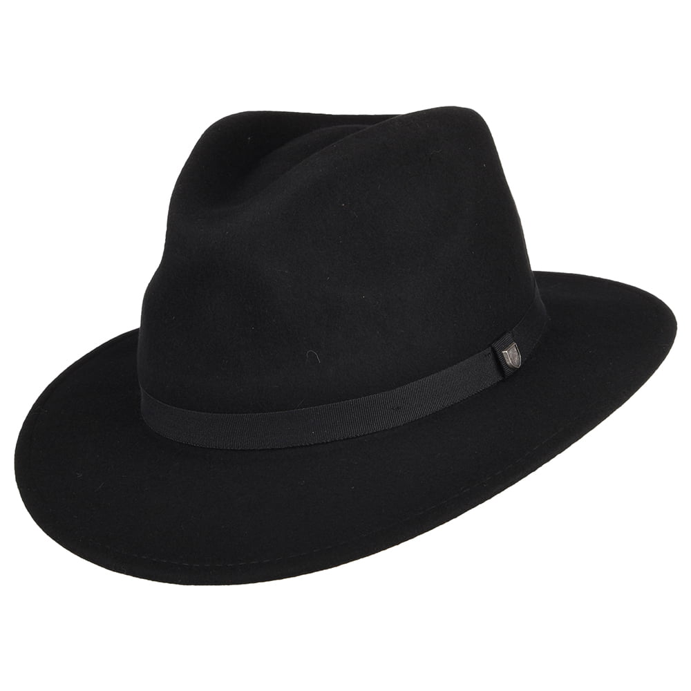 Chapeau Fedora en Laine Feutrée Pliable Messer noir BRIXTON