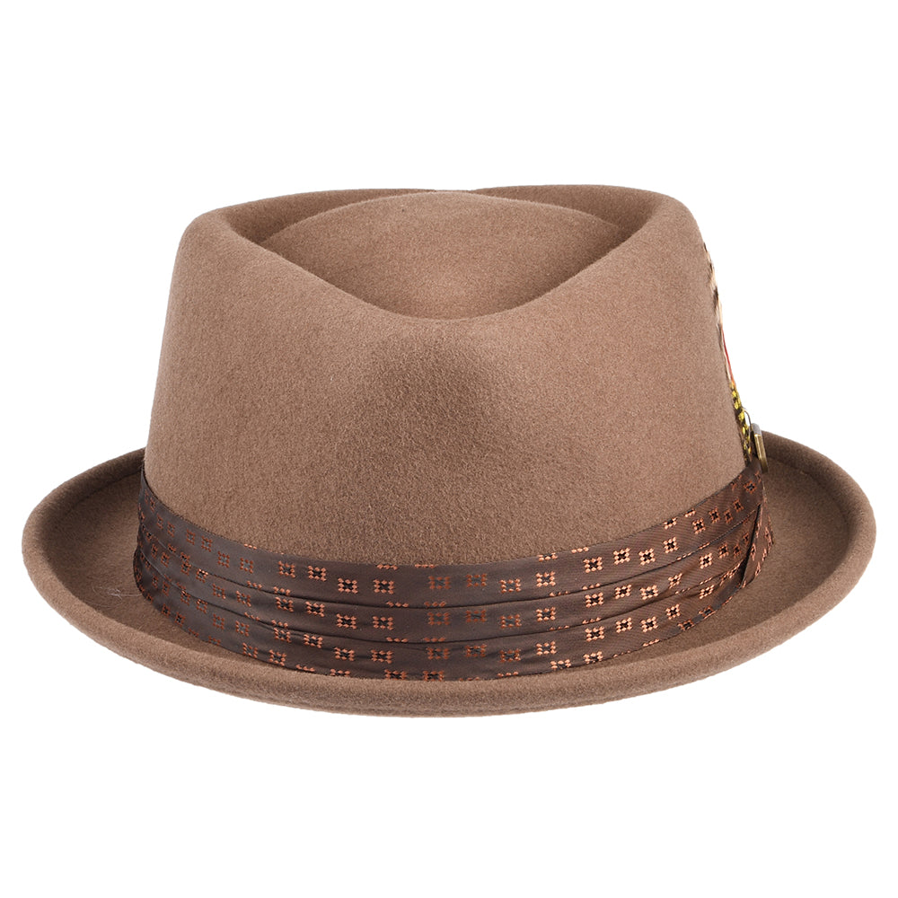 Chapeau Pork Pie en Laine Feutrée Stout camel BRIXTON