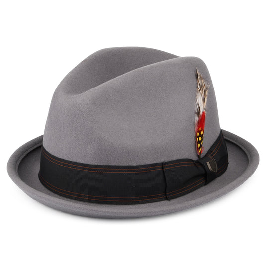 Chapeau Trilby en Laine Feutrée avec Bandeau noir Gain gris BRIXTON