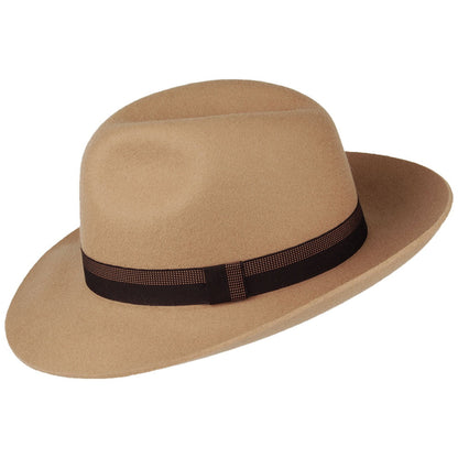 Chapeau Fedora en Laine Feutrée Grosvenor camel CHRISTYS