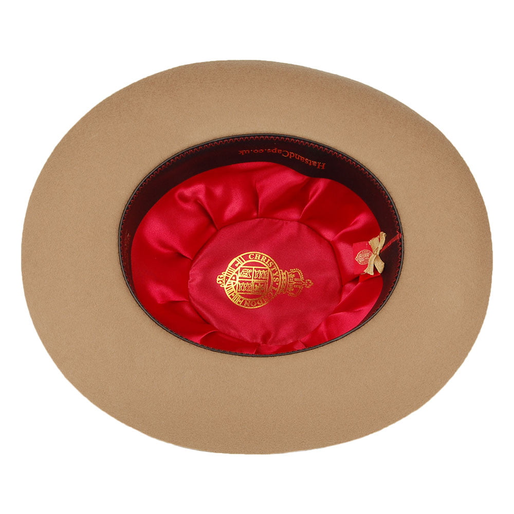 Chapeau Fedora en Laine Feutrée Grosvenor camel CHRISTYS