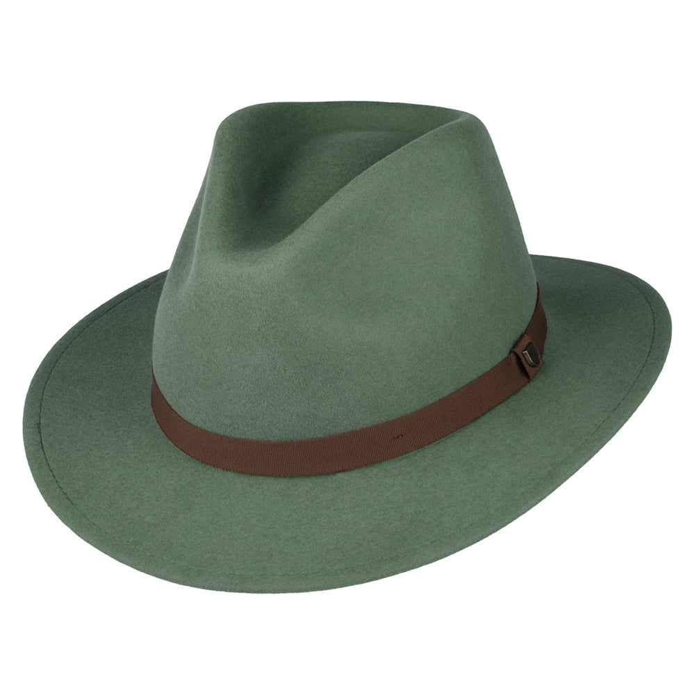 Chapeau Fedora en Laine Feutrée Pliable Messer olive clair BRIXTON