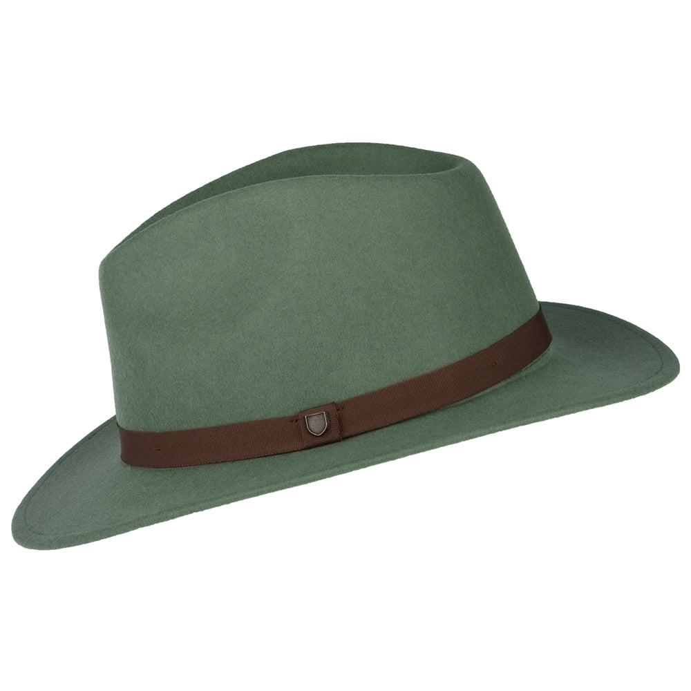Chapeau Fedora en Laine Feutrée Pliable Messer olive clair BRIXTON