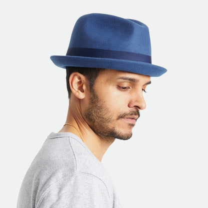 Chapeau Trilby en Laine Feutrée Gain bleu BRIXTON