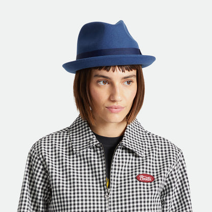 Chapeau Trilby en Laine Feutrée Gain bleu BRIXTON