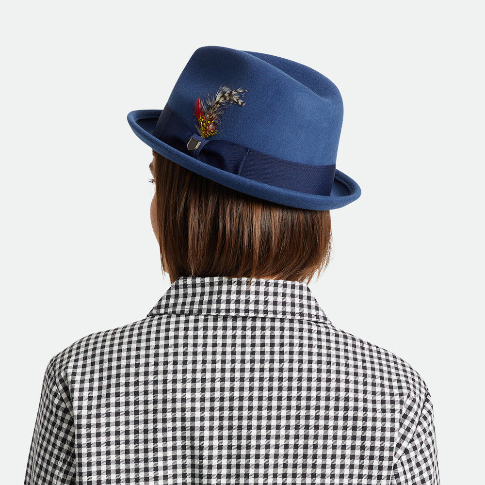 Chapeau Trilby en Laine Feutrée Gain bleu BRIXTON