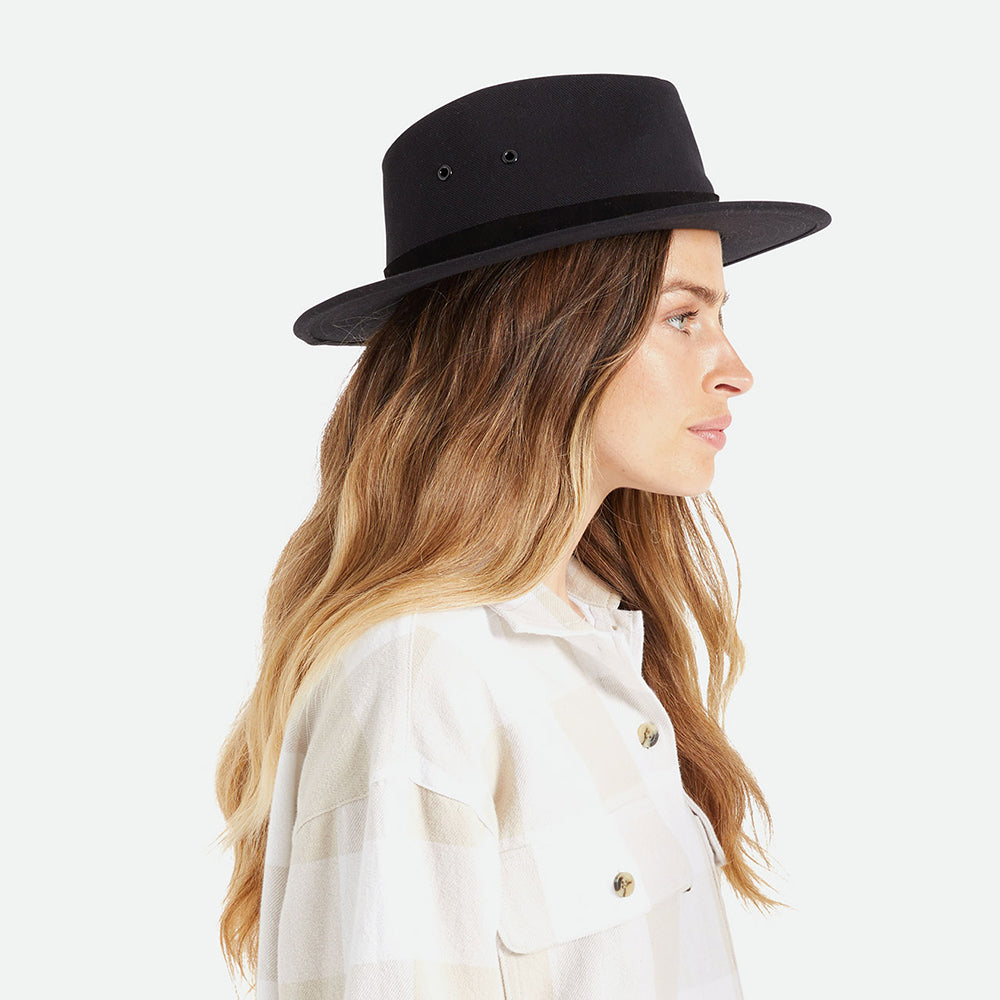 Chapeau Fedora en Coton Hydrofuge Messer X Adventure noir BRIXTON