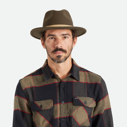 Chapeau Fedora en Laine Feutrée Messer marron-naturel BRIXTON