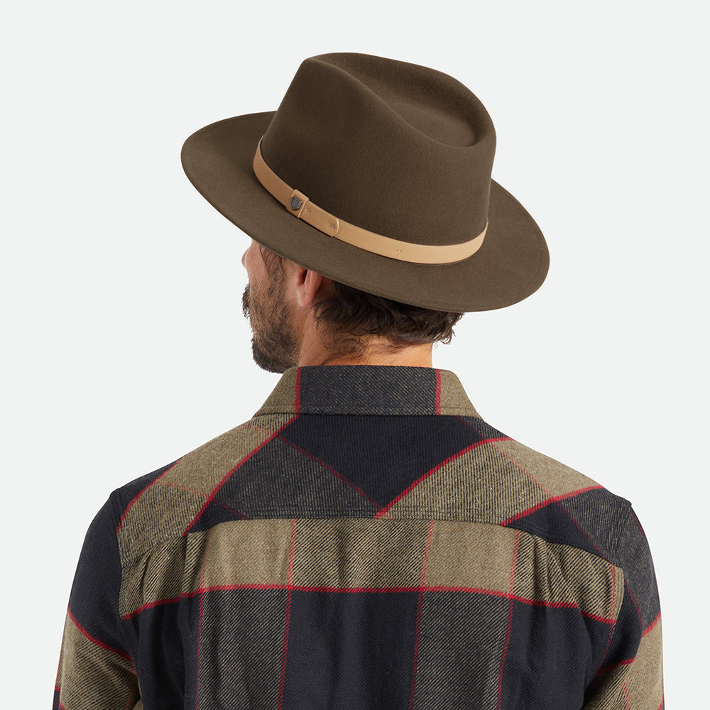 Chapeau Fedora en Laine Feutrée Messer marron-naturel BRIXTON
