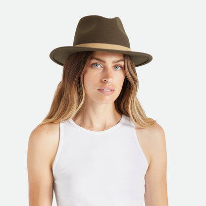 Chapeau Fedora en Laine Feutrée Messer marron-naturel BRIXTON