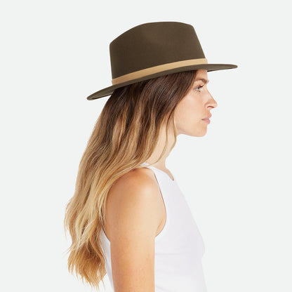 Chapeau Fedora en Laine Feutrée Messer marron-naturel BRIXTON