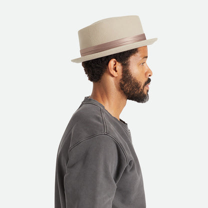 Chapeau Pork Pie en Laine Feutrée Stout beige BRIXTON
