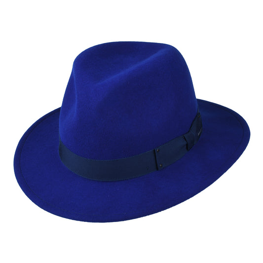 Chapeau Fedora en Laine Feutrée Déformable Hydrofuge Curtis bleu roi BAILEY