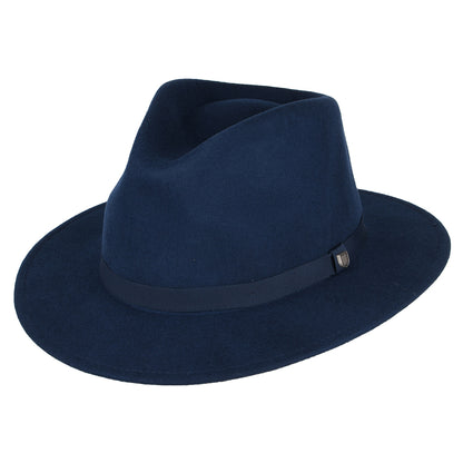 Chapeau Fedora en Laine Feutrée Pliable Messer bleu marine délavé BRIXTON