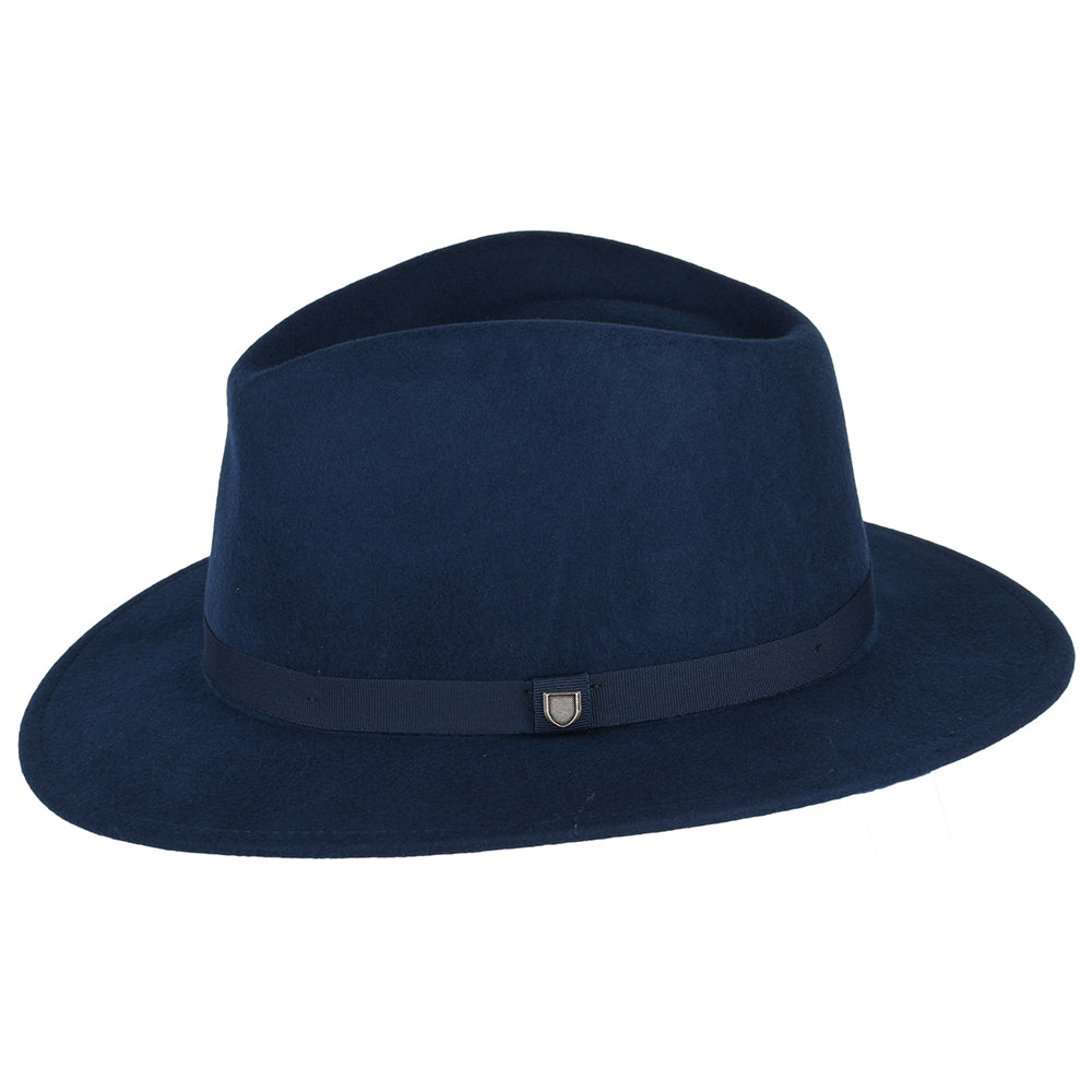 Chapeau Fedora en Laine Feutrée Pliable Messer bleu marine délavé BRIXTON