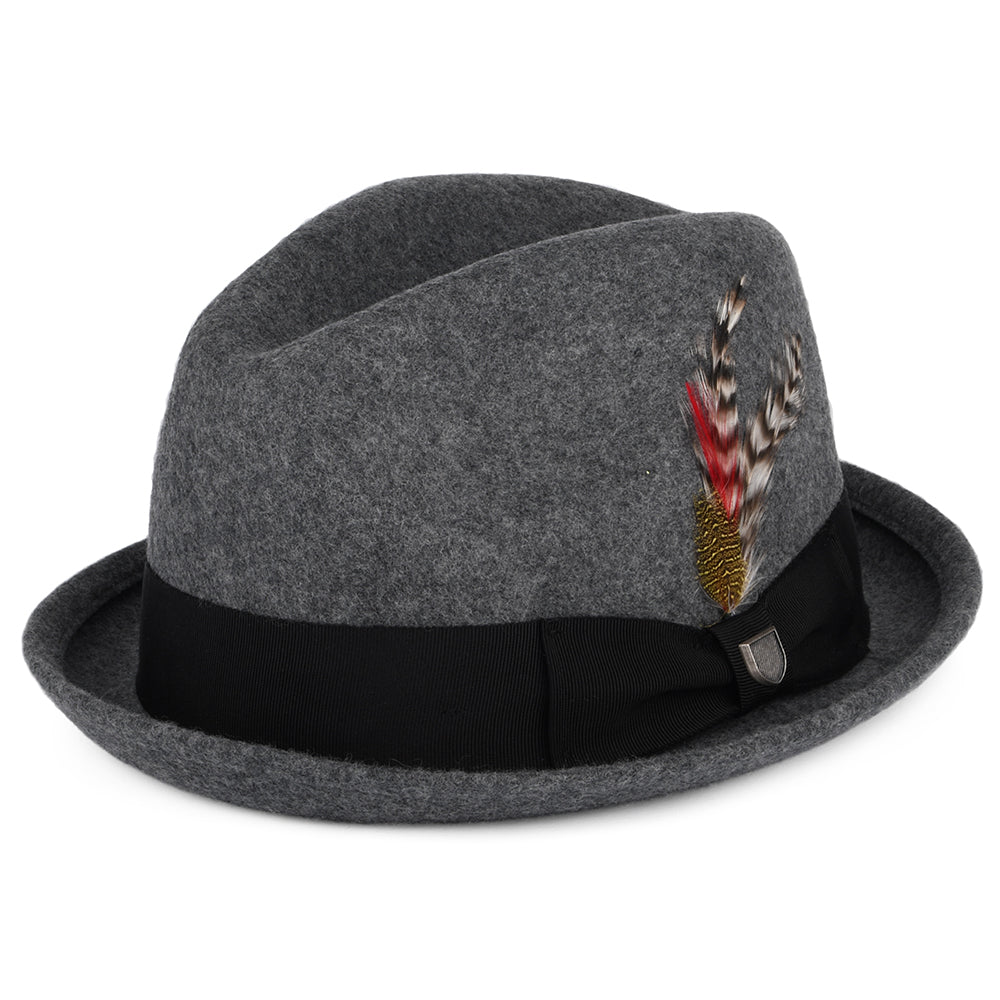 Chapeau Trilby en Laine Feutrée Gain gris chiné foncé BRIXTON