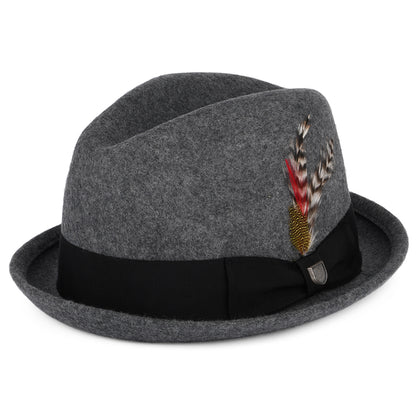 Chapeau Trilby en Laine Feutrée Gain gris chiné foncé BRIXTON