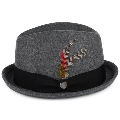 Chapeau Trilby en Laine Feutrée Gain gris chiné foncé BRIXTON