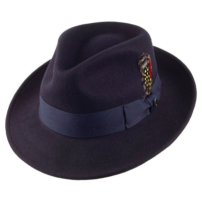 Chapeau Fedora en Laine Feutrée Déformable C-Crown bleu marine JAXON & JAMES