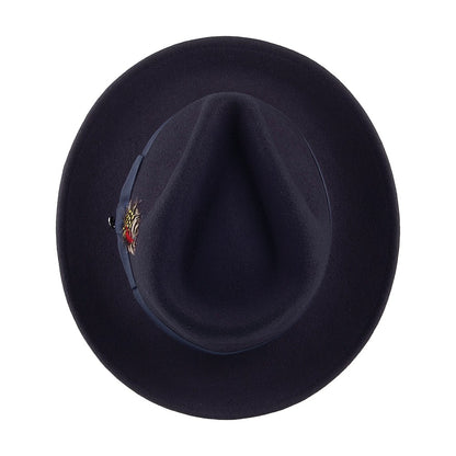Chapeau Fedora en Laine Feutrée Déformable C-Crown bleu marine JAXON & JAMES