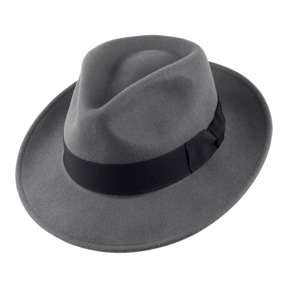 Chapeau Fedora en Laine Feutrée Déformable C-Crown gris JAXON & JAMES
