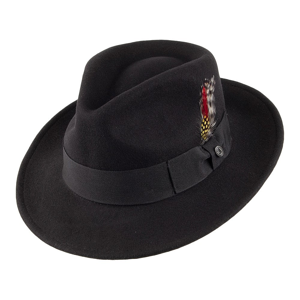 Chapeau Fedora en Laine Feutrée Déformable C-Crown noir JAXON & JAMES