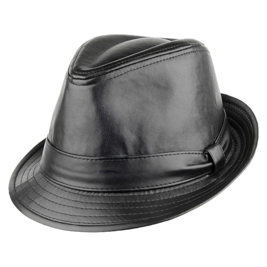 Chapeau Trilby en Simili-Cuir II noir DORFMAN PACIFIC