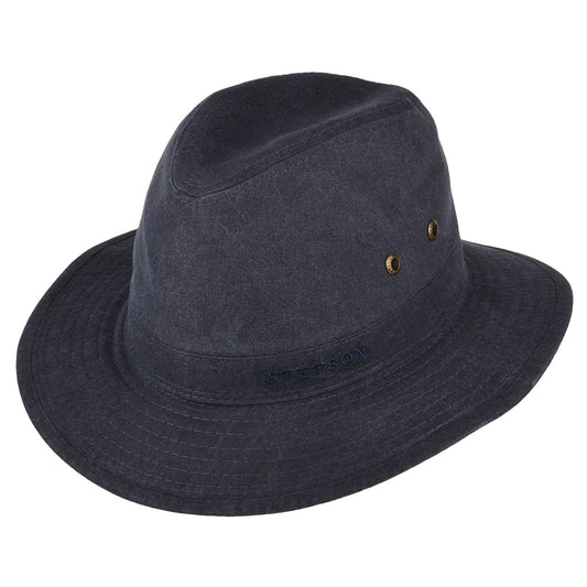 Chapeau Fedora Safari en Coton Bio Déformable bleu marine STETSON