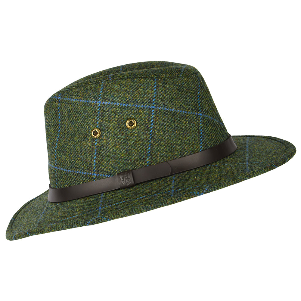 Chapeau Fedora Hydrofuge à Carreaux Huntsman vert-bleu FAILSWORTH
