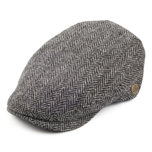 Casquette Plate à Chevrons en HARRIS TWEED gris OLNEY