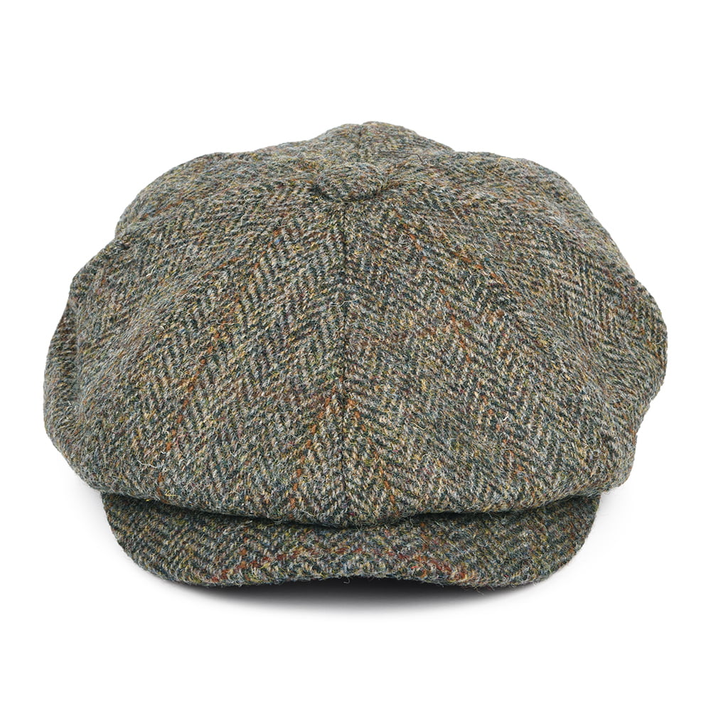 Casquette Gavroche en HARRIS TWEED à Chevrons Carloway vert-bleu FAILSWORTH