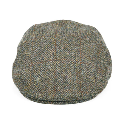 Casquette Plate en HARRIS TWEED à carreaux et Chevrons Stornoway vert-bleu FAILSWORTH
