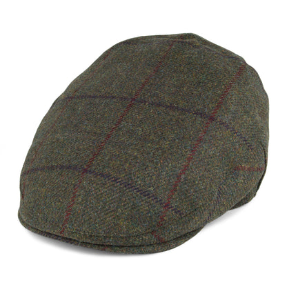 Casquette Plate en Tweed Balmoral Country olive CHRISTYS