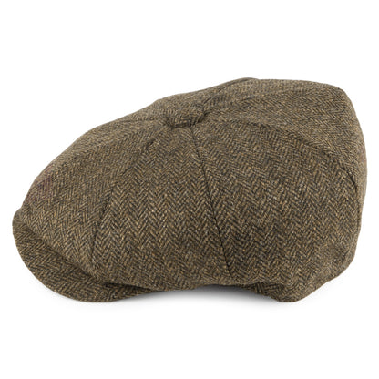 Casquette Gavroche en Tweed à Chevrons Country olive CHRISTYS