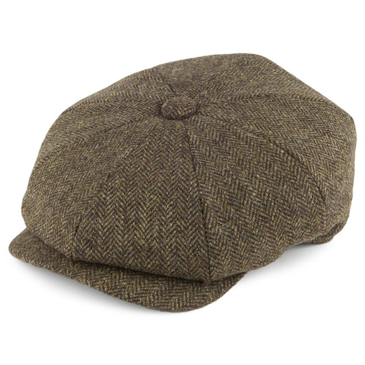 Casquette Gavroche en Tweed à Chevrons Country olive CHRISTYS