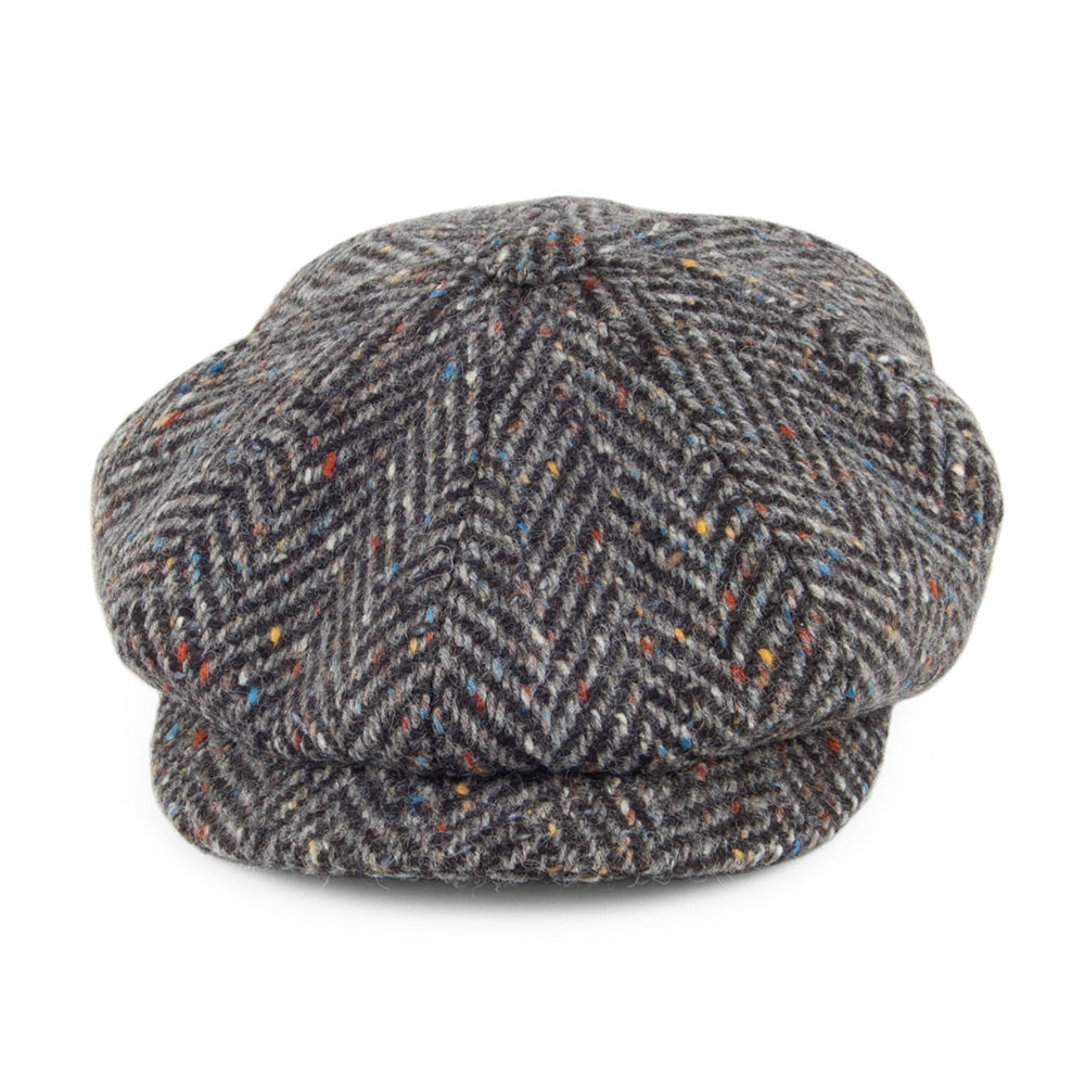 Casquette Gavroche en Tweed du Donegal à Chevrons anthracite CITY SPORT
