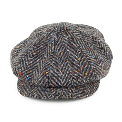 Casquette Gavroche en Tweed du Donegal à Chevrons anthracite CITY SPORT