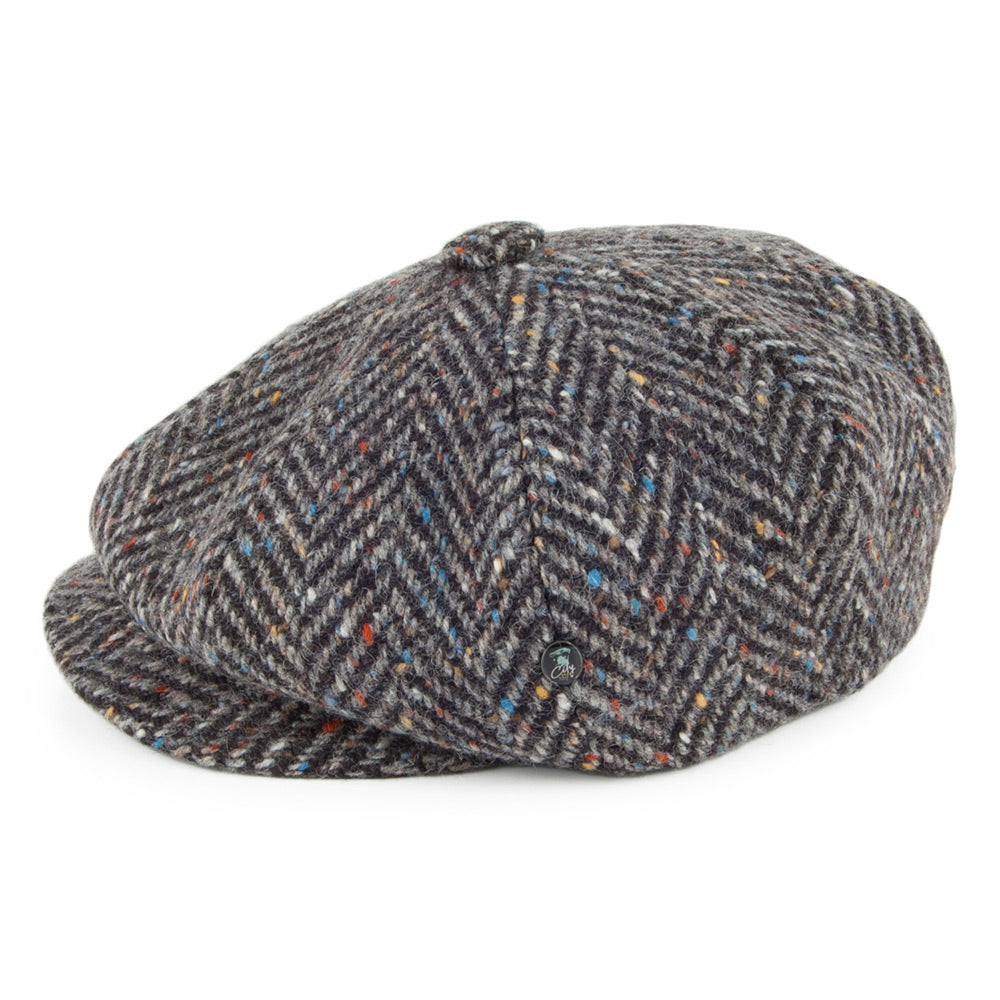 Casquette Gavroche en Tweed du Donegal à Chevrons anthracite CITY SPORT