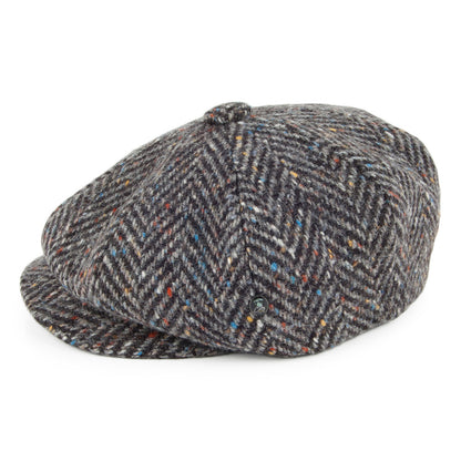 Casquette Gavroche en Tweed du Donegal à Chevrons anthracite CITY SPORT