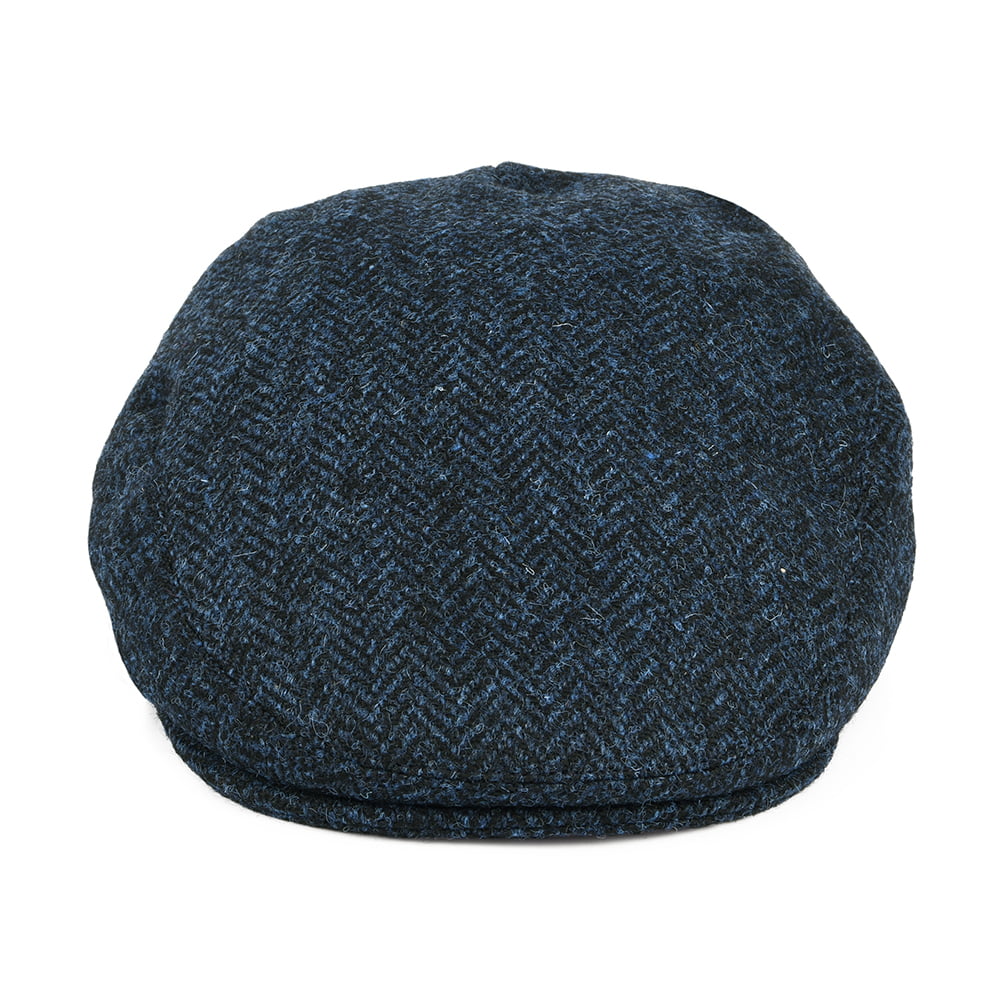 Casquette Plate en HARRIS TWEED à Chevrons Stornoway bleu FAILSWORTH