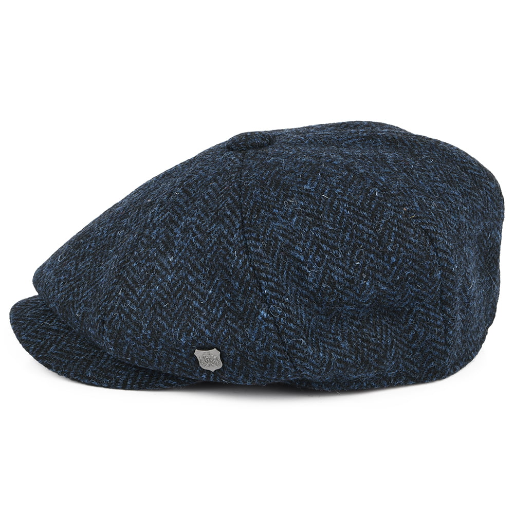 Casquette Gavroche en HARRIS TWEED à Chevrons Carloway bleu FAILSWORTH