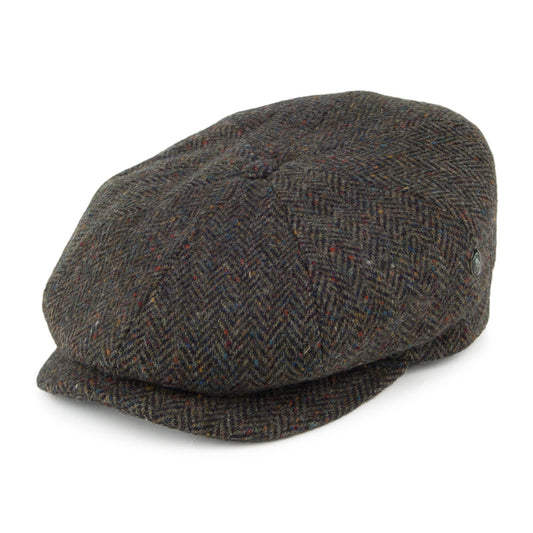 Casquette Gavroche en Tweed du Donegal à Chevrons forêt CITY SPORT