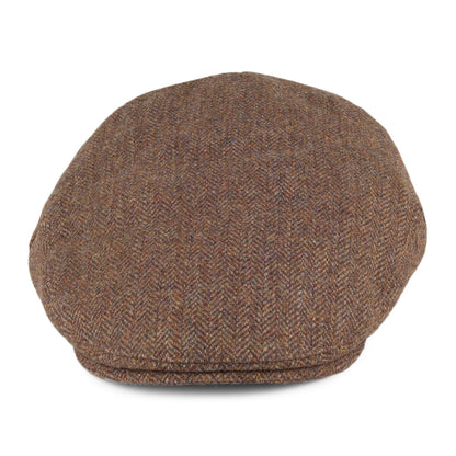 Casquette Plate en Tweed à Chevrons Balmoral Country olive-marron CHRISTYS