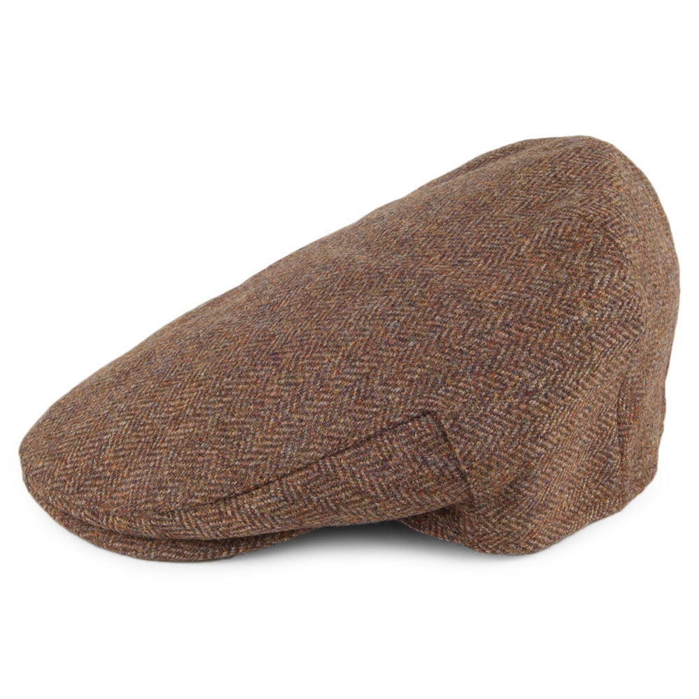 Casquette Plate en Tweed à Chevrons Balmoral Country olive-marron CHRISTYS